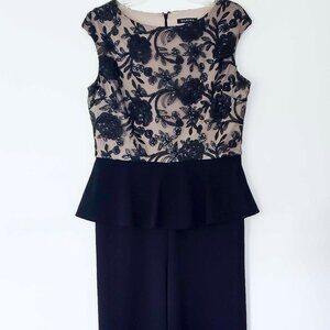 Marina Black Sequin Peplum Jumpsuit by Nordstrom Size 10